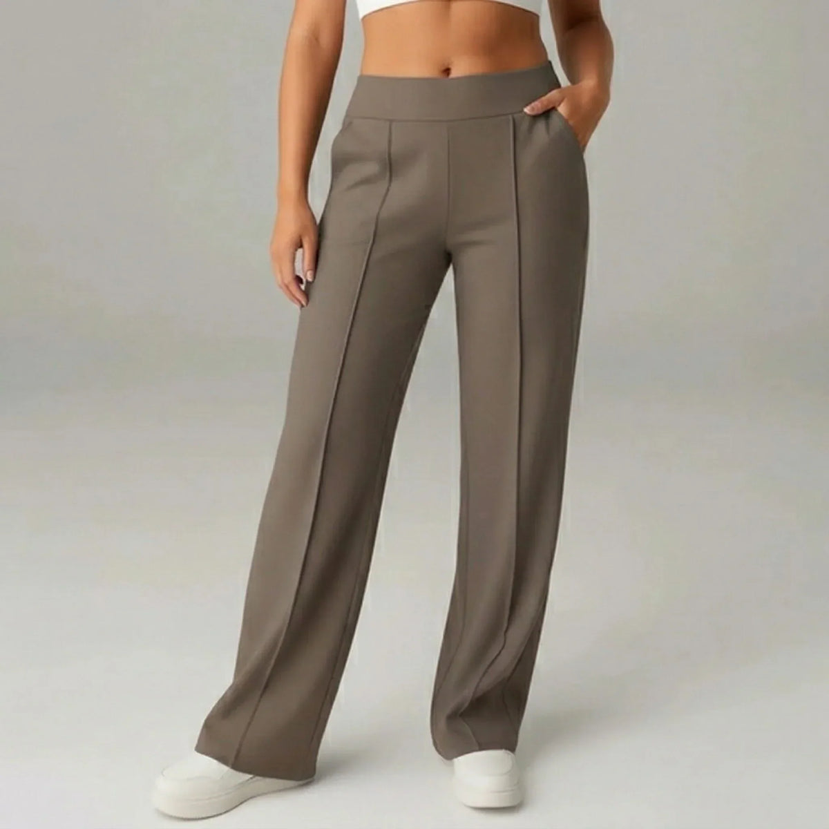 Pantalon stretch confortable taille haute à jambes larges – SoftFlex