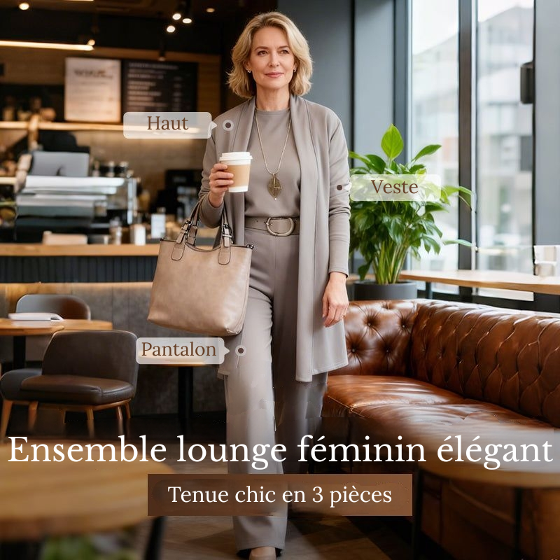 Elena – Ensemble élégant femme 3 pièces (veste, haut et pantalon)