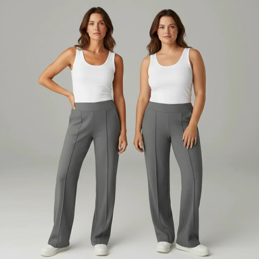 Pantalon stretch confortable taille haute à jambes larges – SoftFlex