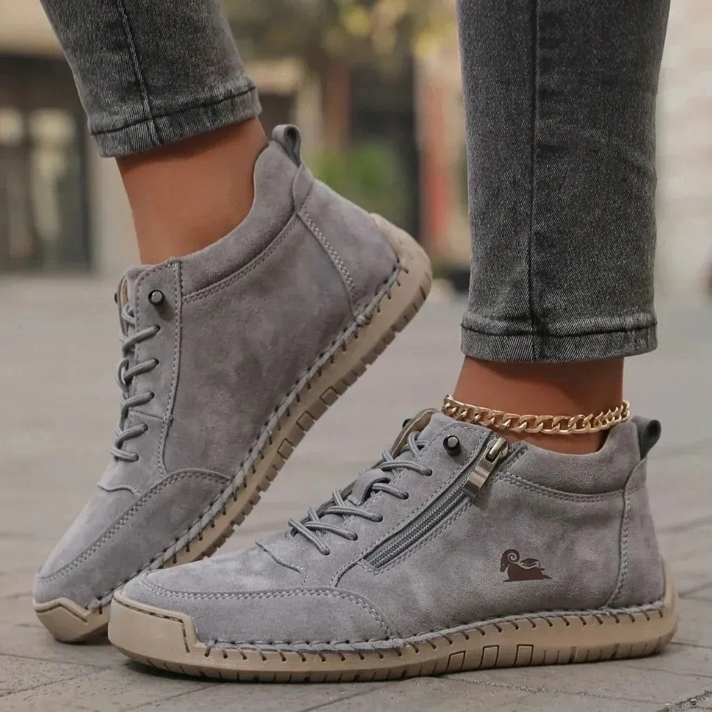 Bottines en cuir confortables avec fermeture éclair – Mavie