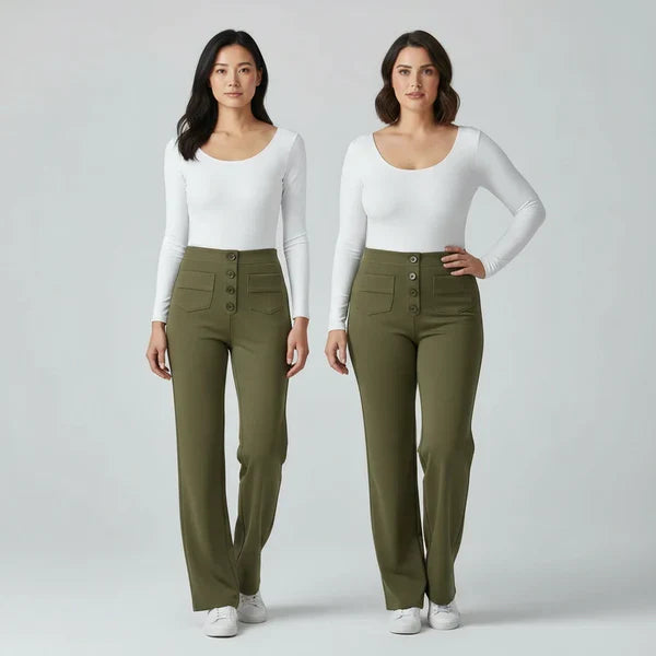 Pantalon Taille Haute Extensible avec Poches Latérales - Sophie